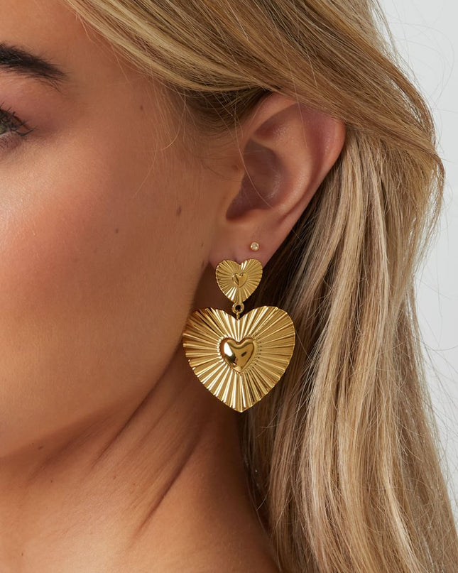 Oorbellen van roestvrij staal met hartjes, casual, dagelijks, eenvoudig, serie, damessieraden