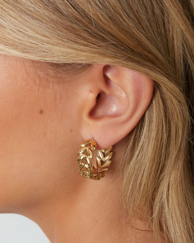 Oorbellen van roestvrij staal met blad, casual, dagelijks, eenvoudig, serie, damessieraden