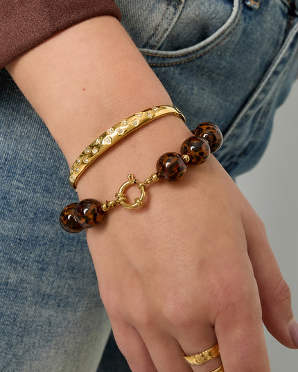 Armbanden van roestvrij staal met stippen, casual, dagelijks, eenvoudig, serie, damessieraden