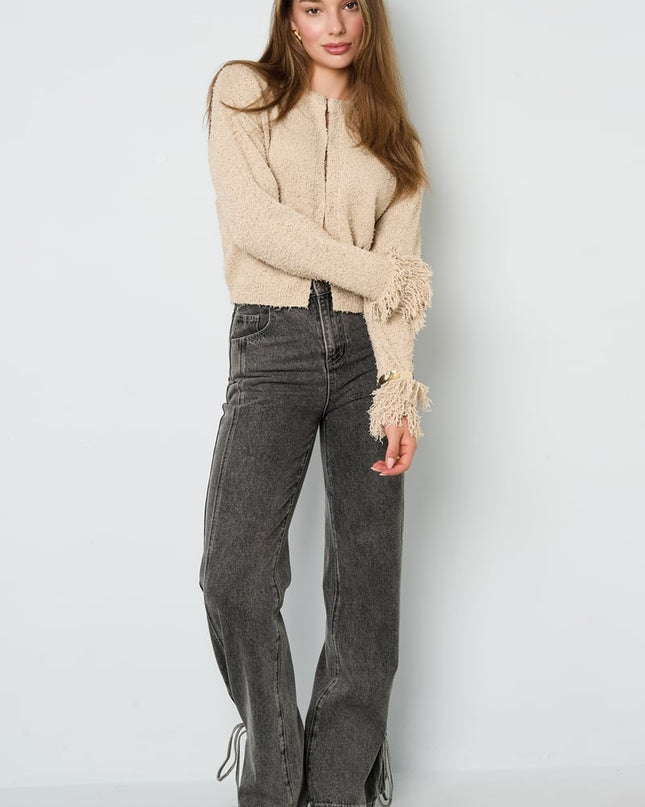 Cardigan with fringe sleeves