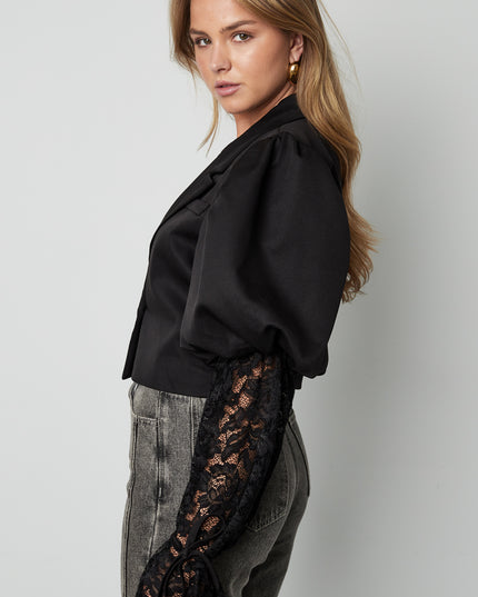 Trendy Short Blazer With Lace