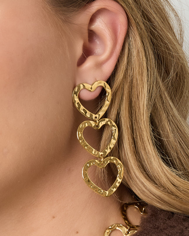 Oorbellen van roestvrij staal met hartjes, casual, dagelijks, eenvoudig, serie, damessieraden