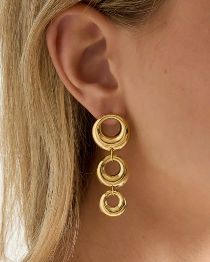 Oorbellen van roestvrij staal met hanger, cirkel, casual, dagelijks, eenvoudig, serie, damessieraden