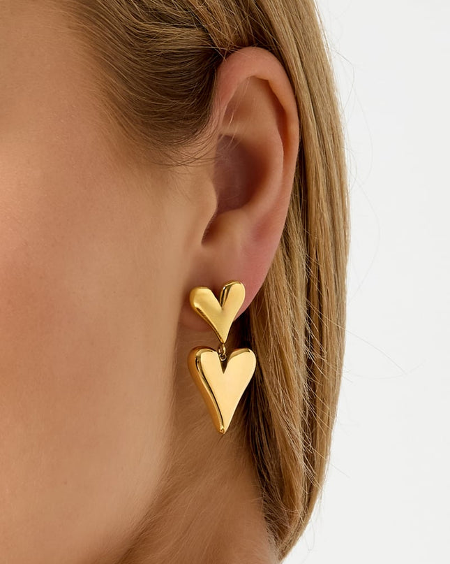 Oorbellen van roestvrij staal met hartjes, casual, dagelijks, eenvoudig, serie, damessieraden