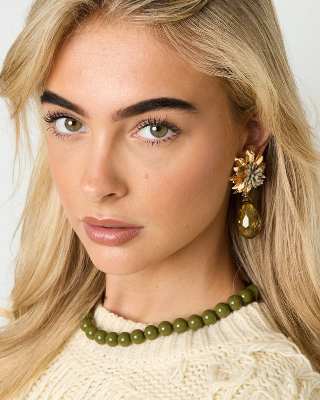 Colored small bead necklace-12mm