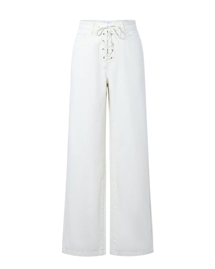 Jeans met vetersluiting