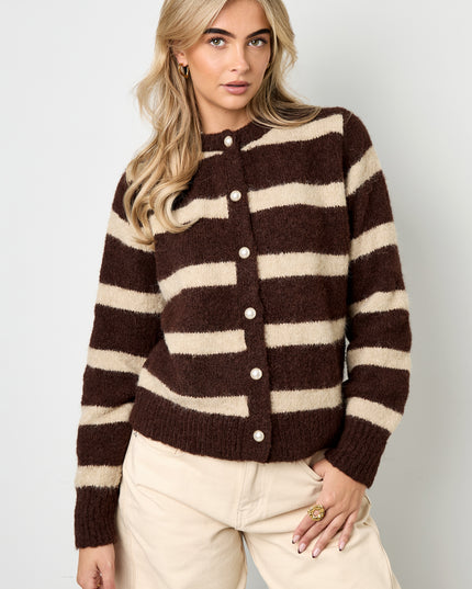 Gebreide Polyestervezel Vrouwen Cardigan Casual Strepen