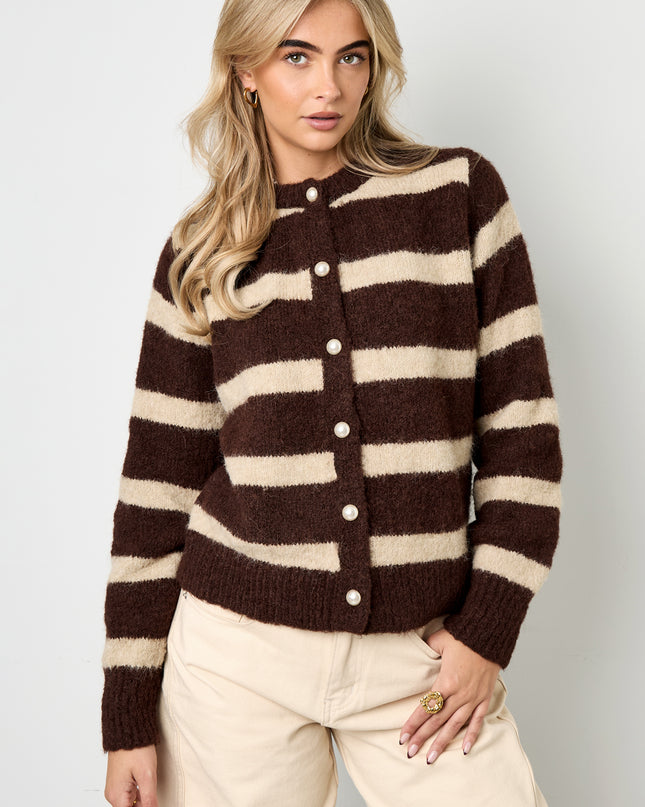 Gebreide Polyestervezel Vrouwen Cardigan Casual Strepen