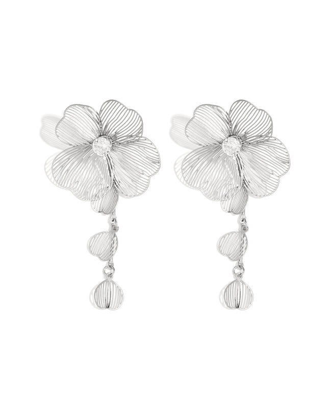 Oorbellen van roestvrij staal met hanger, bloem, casual, dagelijks, eenvoudig, serie, damessieraden