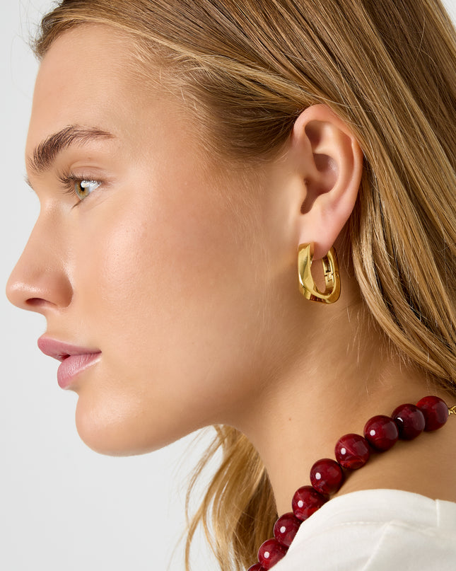 Rechthoekige hoepeloorbellen van roestvrij staal, casual, dagelijks, eenvoudig, serie, damessieraden