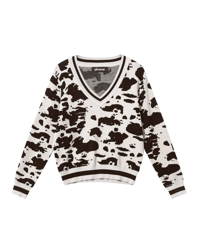 Lijm (menselijk katoen) Gebreide truien Luipaardprint Casual Herfst/Winterkleding