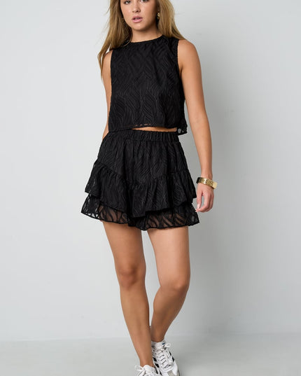 Co-ord Set White Leaves - Sleeveless Tops