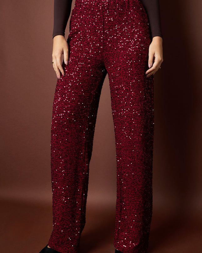 Polyestervezel (polyester) Rechte broek Pailletten Elegante herfst/winterkleding