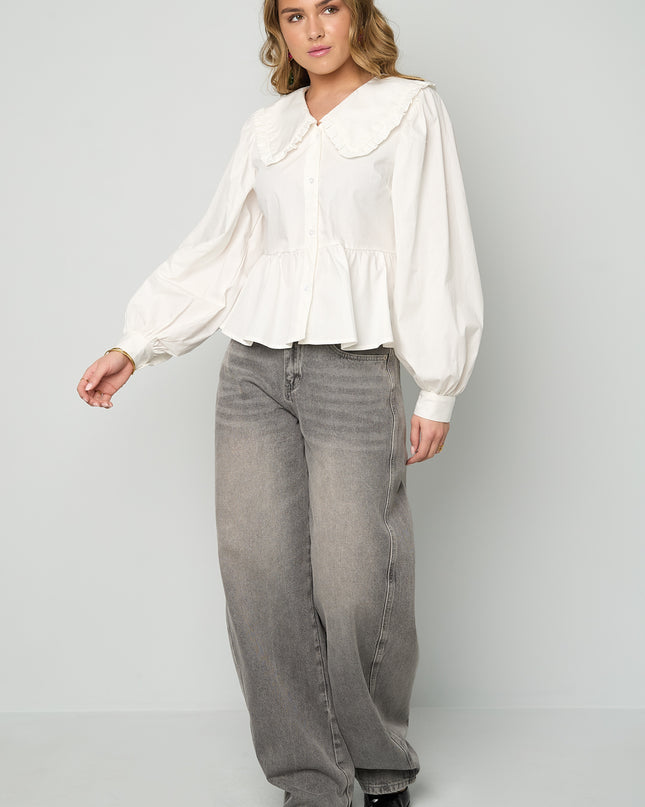 Katoenen blouses en overhemden Effen casual lente/zomerkleding