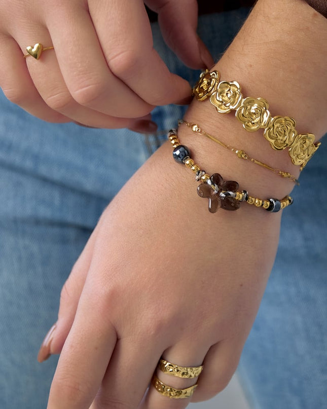 Roestvrijstalen manchetarmbanden Bloemen Casual Dagelijks Eenvoudig Serie Dames sieraden