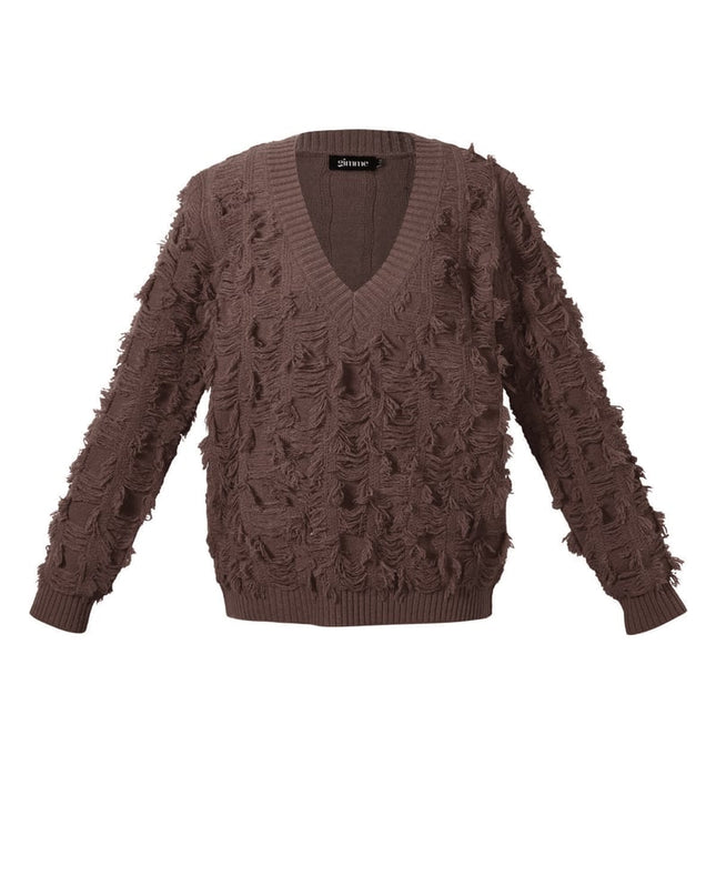 V-hals Fluffy Knit