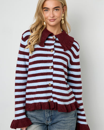 Gebreide Polyestervezel Vrouwen Cardigan Casual Strepen