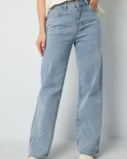 Denim jeans glitter heart