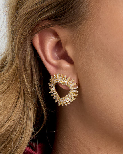 Koperen oorbellen met hartvormige, elegante kerst, luxe serie, damessieraden