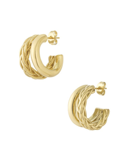 Small double braided hoops earrings