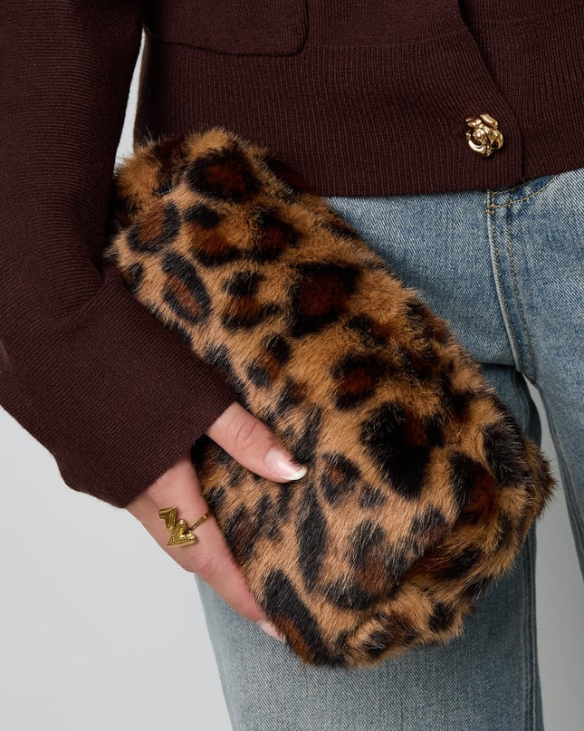 Soft leopard makeup bag