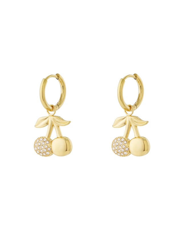 Oorbellen met kersenkleurige glitter