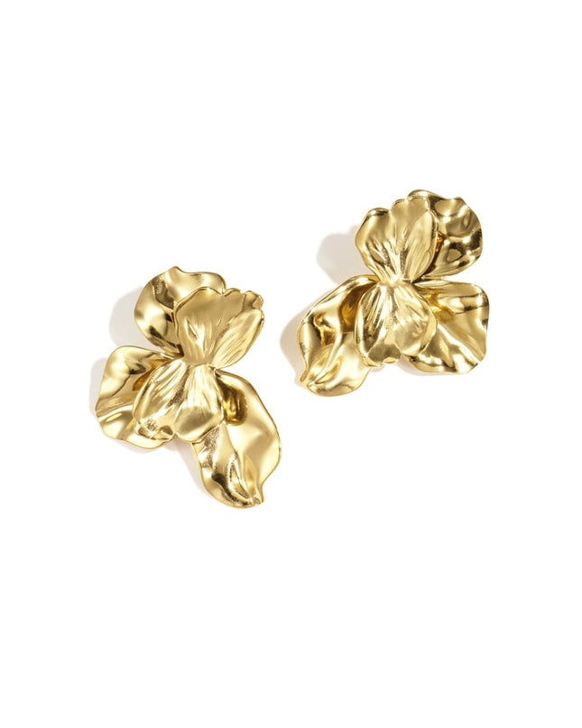 Roestvrijstalen oorbellen met bloemmotief, casual, dagelijks, eenvoudig, serie, damessieraden