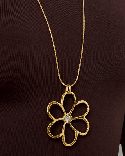 Stainless Steel Long Necklaces Flower Casual Daily Simple Series Women's jewelry