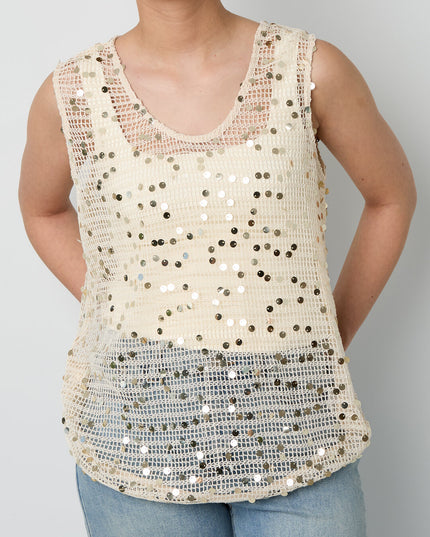 Gehaakte strand top met glittter detail