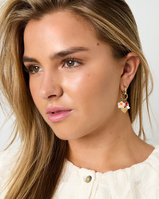 Oorbellen met bloemen, duivelsoog, hart, plant, casual, dagelijks, eenvoudig, serie, damessieraden