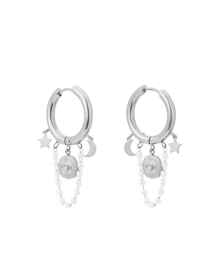 Parel maan oorbellen