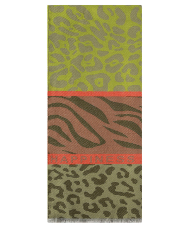 Opvallende sjaal met prints en tekst