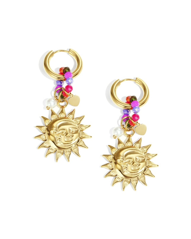 Oorbellen met hanger in de vorm van een zon, casual, dagelijks, eenvoudig, serie, damessieraden