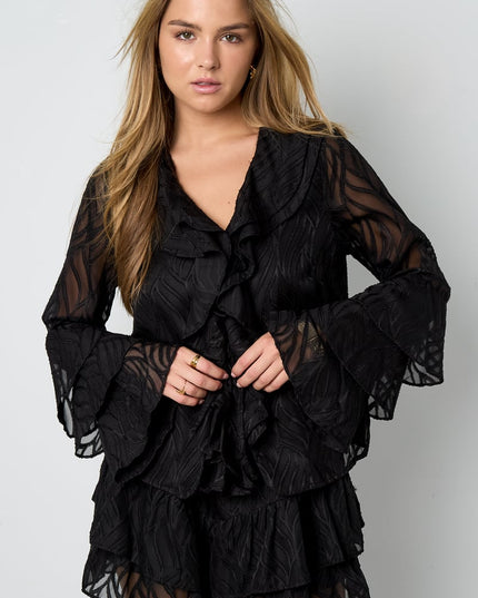 Co-ord Set White Leaves - Long Sleeve Tops