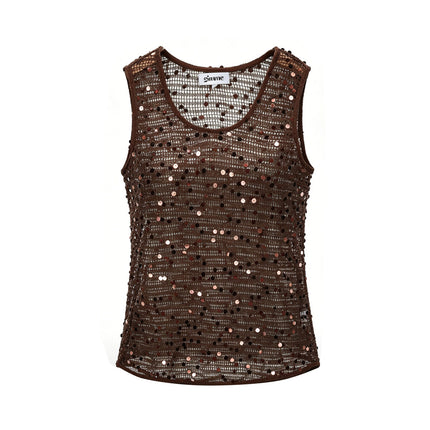 Gehaakte strand top met glittter detail