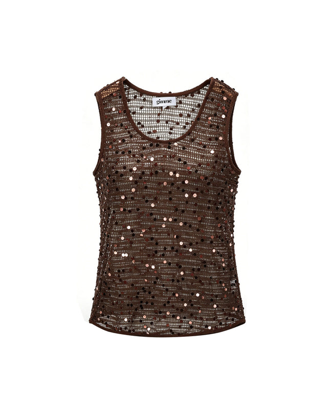 Gehaakte strand top met glittter detail