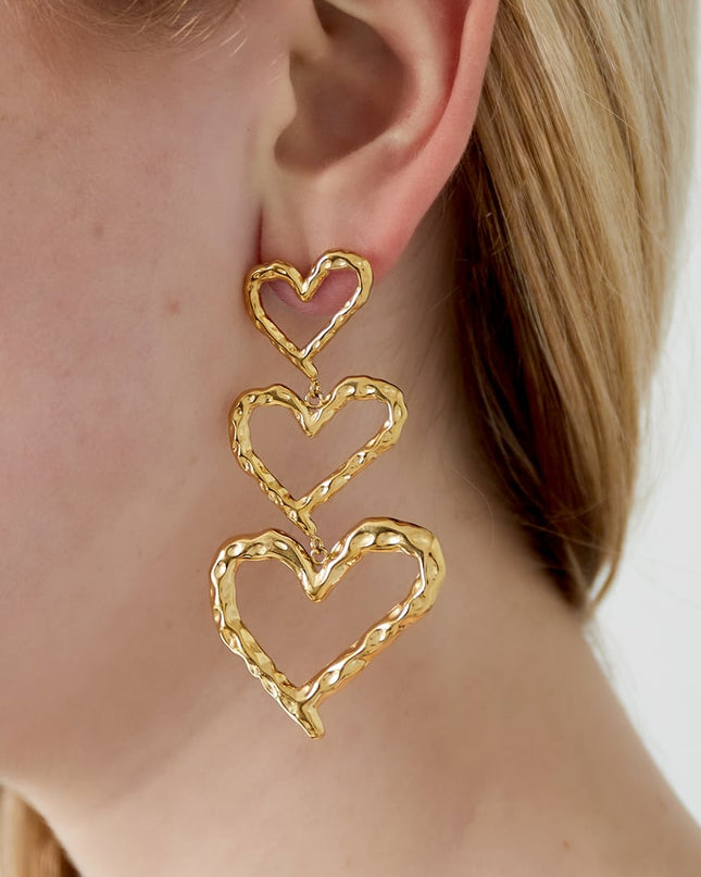 Oorbellen met hartjes van roestvrij staal, casual en dagelijks gebruik