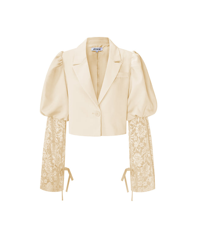 Trendy Short Blazer With Lace