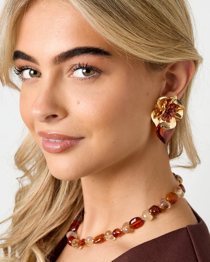 Oorbellen met ijzeren druppel, bloem, dagelijkse etnische serie, damessieraden