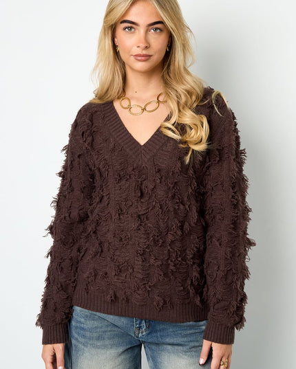 V-hals Fluffy Knit