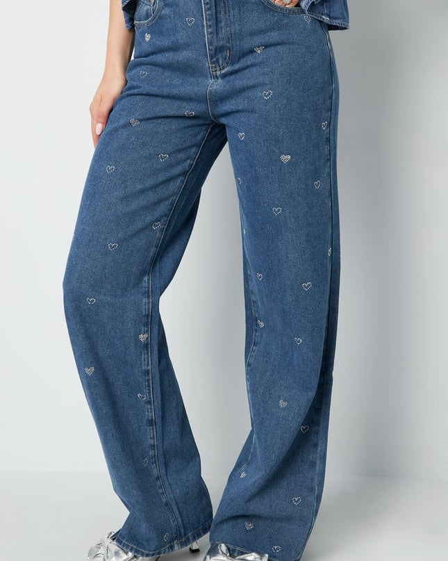 Denim jeans glitter heart