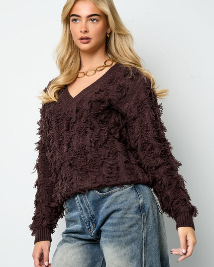 V-hals Fluffy Knit