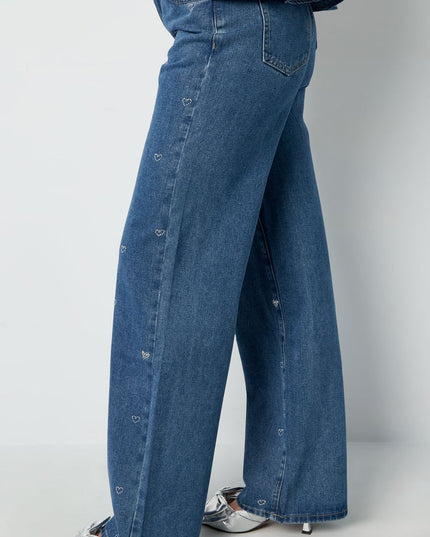 Denim jeans glitter heart