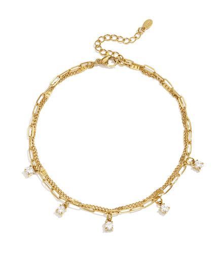 Elegant Gold-Toned Multi-Layered Anklet for Summer