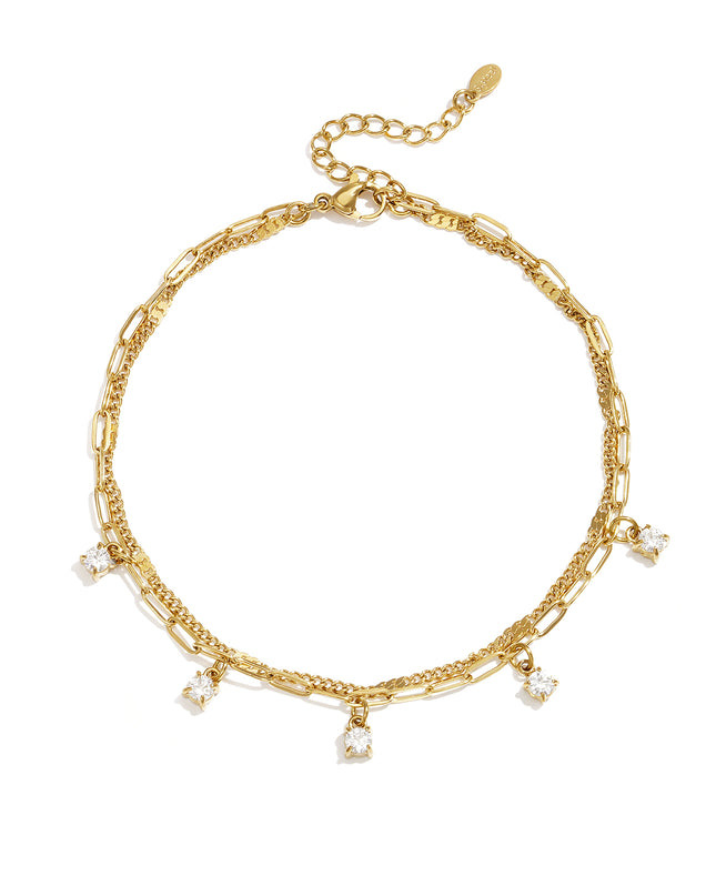Elegant Gold-Toned Multi-Layered Anklet for Summer