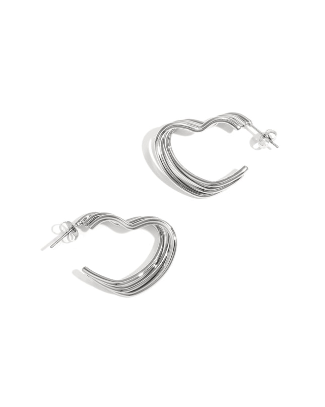 Oorbellen van roestvrij staal met hart, casual, dagelijks, eenvoudig, serie, damessieraden