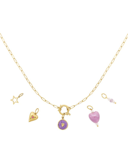 Paarse hart DIY ketting