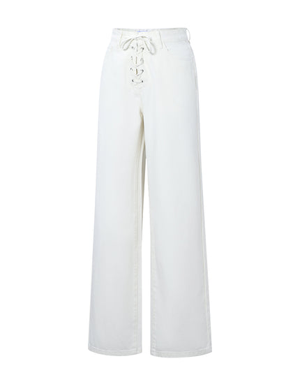 Jeans met vetersluiting