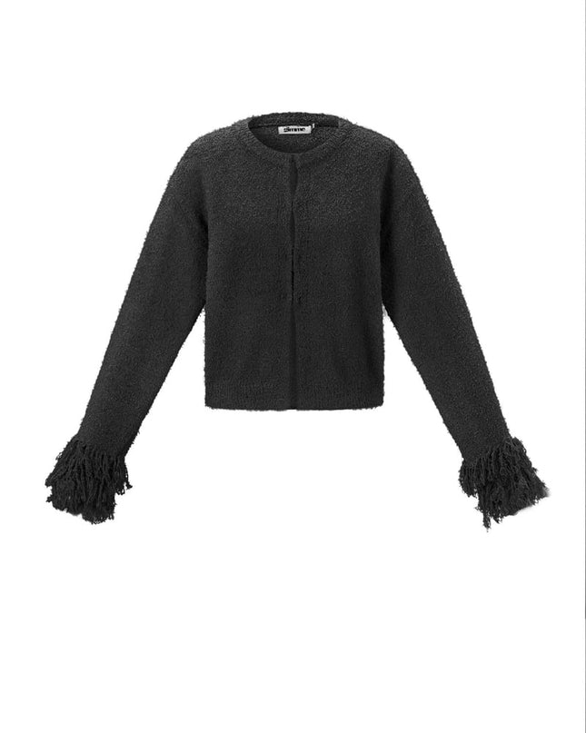 Cardigan with fringe sleeves