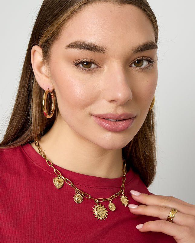 Roestvrijstalen hangerkettingen met hartvormige hanger, casual en eenvoudig model, dames sieraden.